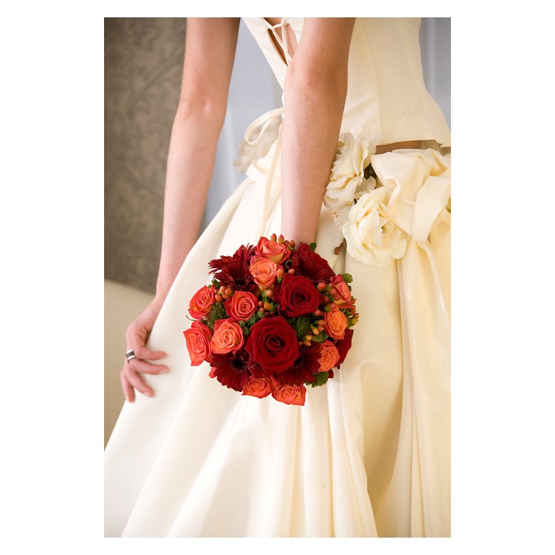 Bouquet mariée rond rouge