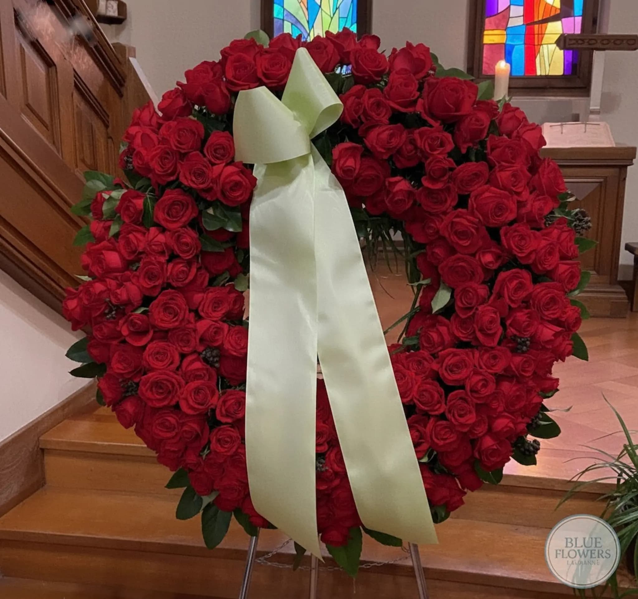 Couronne de fleurs deuil 