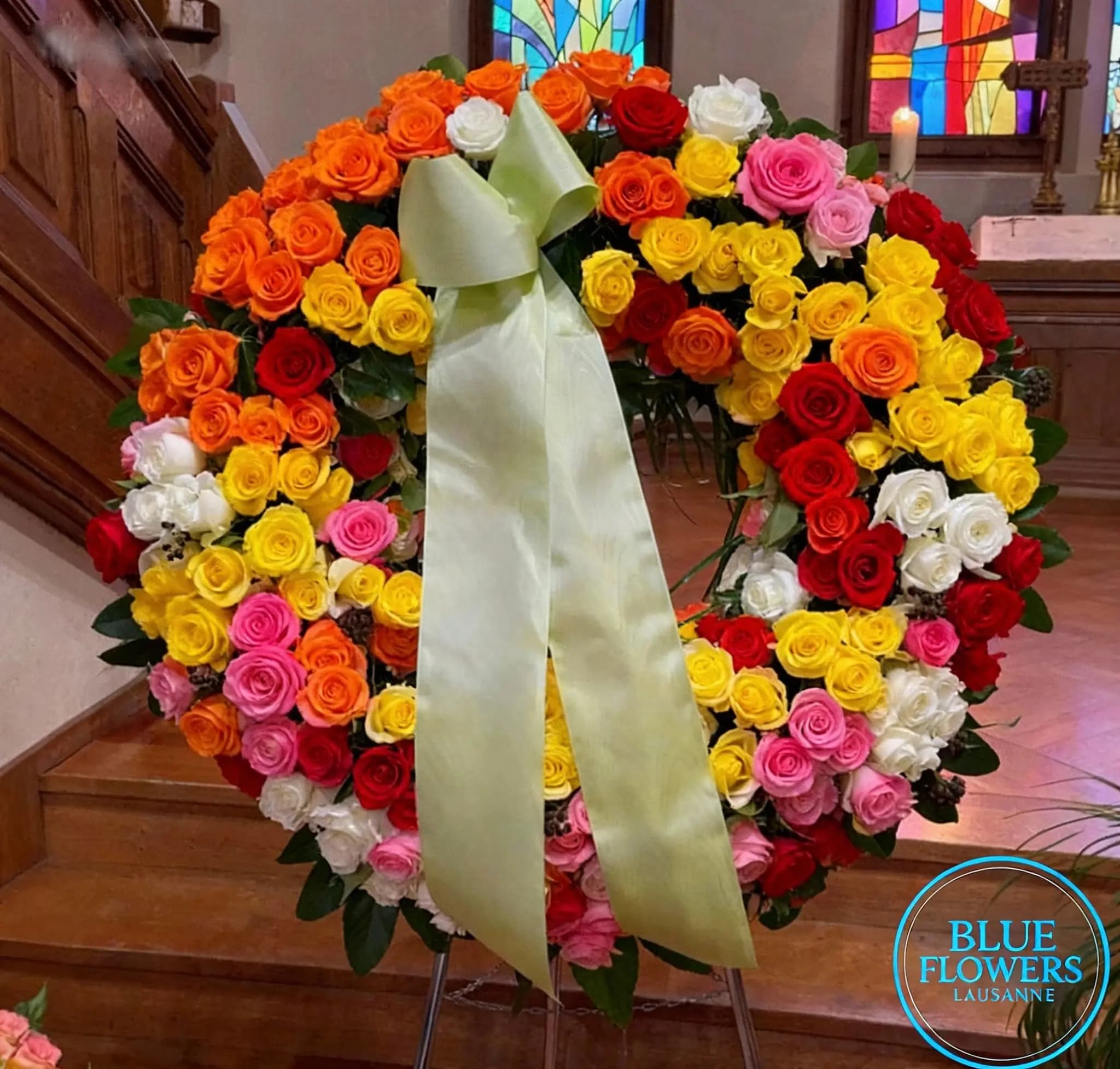 Couronne de fleurs deuil 