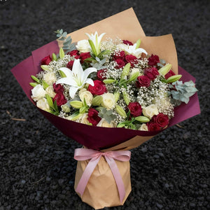 Букет «Сальма» | Гармония персика и малины в теплых тонах