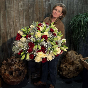 Букет «Сальма» | Гармония персика и малины в теплых тонах