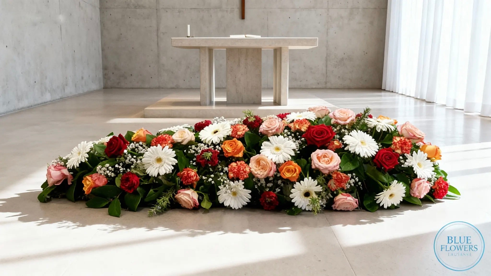 Gerbe de fleurs deuil 