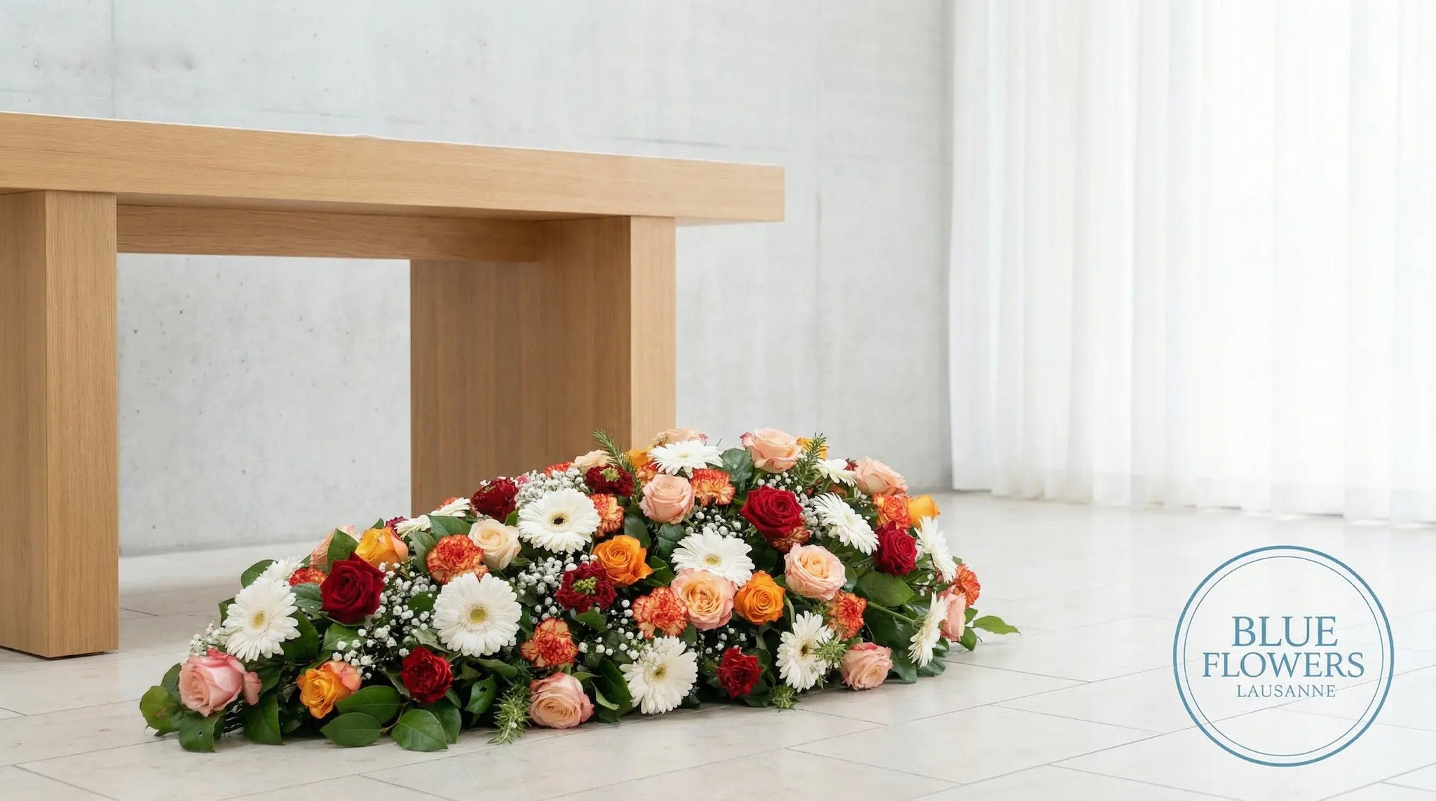 Gerbe de fleurs deuil 